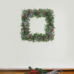 Square Boxwood And Berries Pine Cone Artificial Christmas Wreath 18-Inch, Unlit -Beauty Wreaths Shop 0faownrw3ruoe7hste5zcmcpfmko3kr2 71692.1667488378