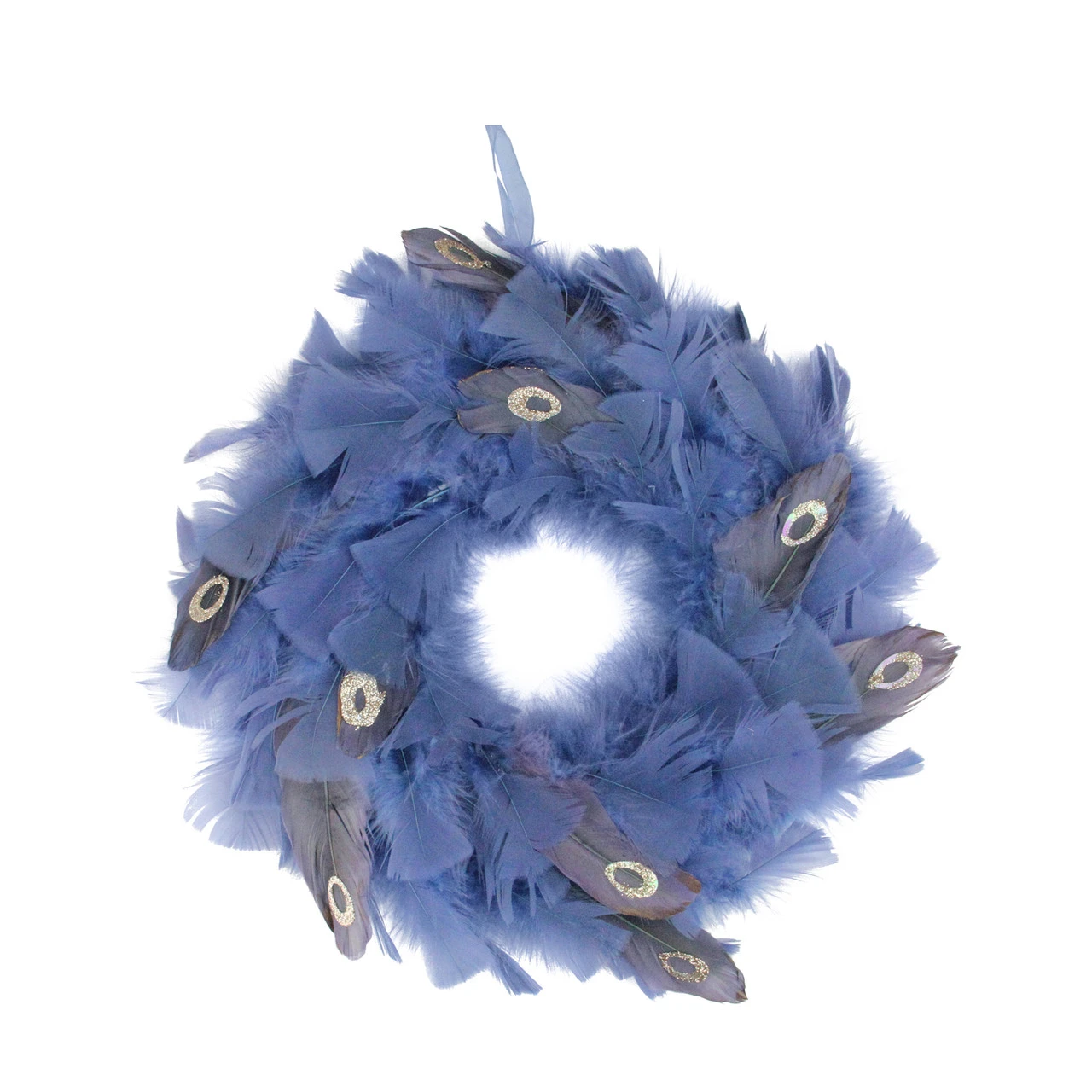 12" Blue And Gray Feather Artificial Christmas Wreath - Unlit 3 12" Blue And Gray Feather Artificial Christmas Wreath - Unlit