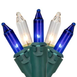 100-Count Blue And Clear Mini Christmas Light Set, 20 Ft Green Wire