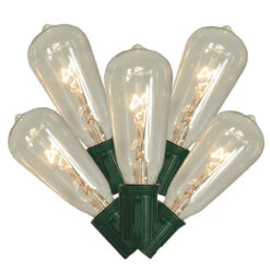 10-Count Clear Edison Christmas Light Set, 9ft Green Wire