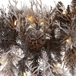 6' X 12" Pre-Lit Flocked Pine Cones Artificial Christmas Garland, Clear LED Lights -Beauty Wreaths Shop 4461 3 81844.1681814443