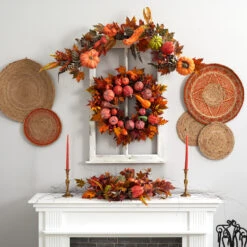Autumn Harvest Maple Berries And Pinecones Wreath, Orange - 28-Inch 11 Autumn Harvest Maple Berries And Pinecones Wreath, Orange - 28-Inch -Beauty Wreaths Shop 4648 5 49304.1681814335