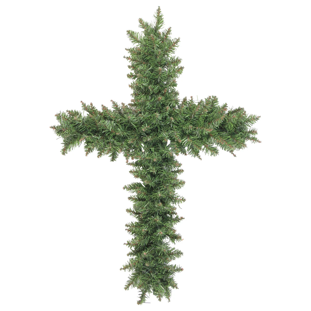 22" Green Pine Artificial Cross Shape Wreath With Ground Stake - Unlit 3 22" Green Pine Artificial Cross Shape Wreath With Ground Stake - Unlit