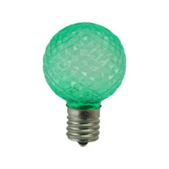 Pack Of 25 Faceted LED G40 Green Christmas Replacement Bulbs