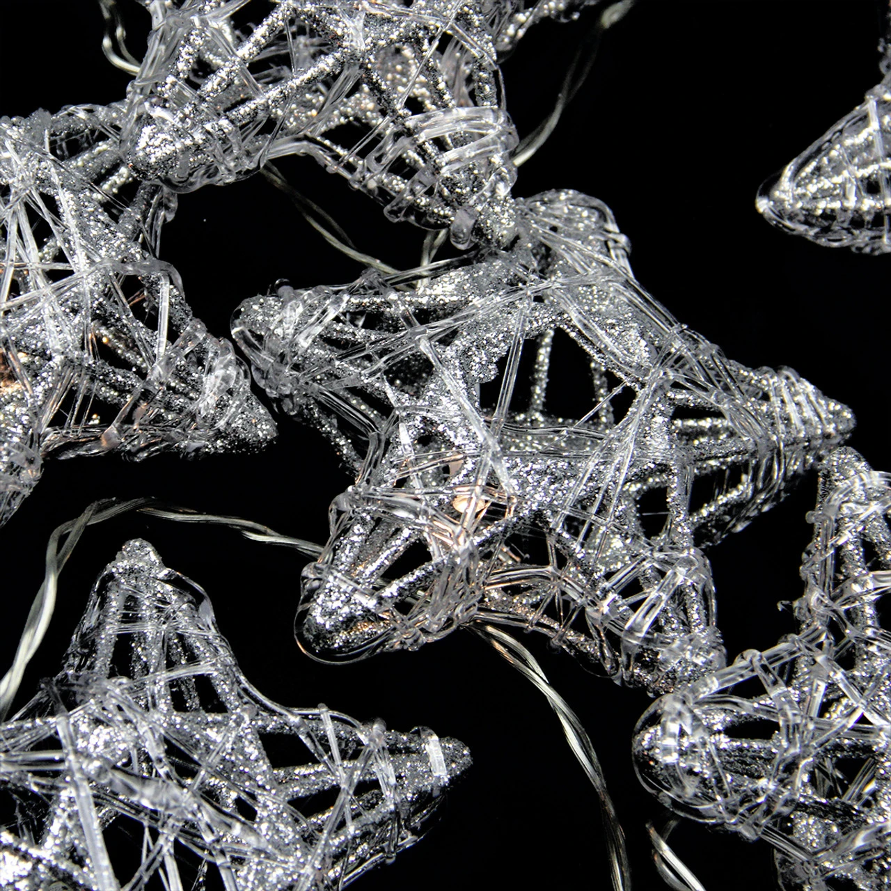 10 Battery Operated Clear LED Spun Glass Star Christmas Lights 4 10 Battery Operated Clear LED Spun Glass Star Christmas Lights - Image 2