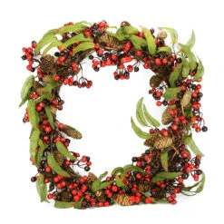 Red Berry And Pine Cone Artificial Christmas Wreath - 24-Inch, Unlit