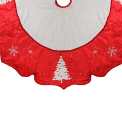 54" Red And White Embroidered Jeweled Tree With Snowflake Christmas Tree Skirt -Beauty Wreaths Shop allstate20xa1257 re wh 02634.1667662694