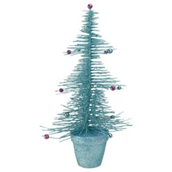 16" Whimsical Turquoise Glittered Spike Table Tree - Unlit