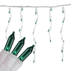 Set Of 100 Green Icicle Christmas Lights - 7.8 Ft White Wire -Beauty Wreaths Shop brightstar 36 704 77 3 62552.1667575741