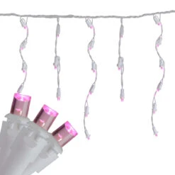 Set Of 70 Pink LED Wide Angle Icicle Christmas Lights - 6ft White Wire -Beauty Wreaths Shop brightstar 39 736 77 3 77430.1667575747