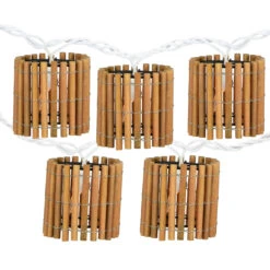 10-Count Brown Tropical Bamboo Outdoor Patio String Light Set, 7.25ft White Wire -Beauty Wreaths Shop britestar 36 561 77 3 25384.1667534168