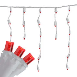 Set Of 70 Red LED Wide Angle Icicle Christmas Lights - 6ft White Wire -Beauty Wreaths Shop britestar 39 732 77 2 00581.1667575743