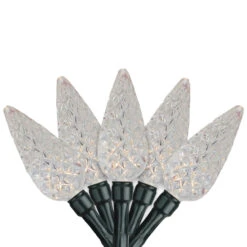 35 Warm White Faceted LED C6 Christmas Lights - 11 Ft Green Wire