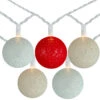 10 Red, Green And Cream Yarn Ball Patio Globe Lights - 8.6 Ft White Wire -Beauty Wreaths Shop britestar 96 772 77 1 96276.1667584147