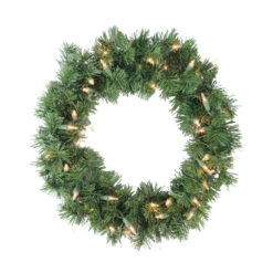 16" Pre-Lit Deluxe Windsor Pine Artificial Christmas Wreath, Clear Lights