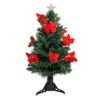 3' Pre-Lit Medium Fiber Optic Red Poinsettias Artificial Christmas Tree - Multicolor Lights -Beauty Wreaths Shop dak gd 47090 96345.1667662792