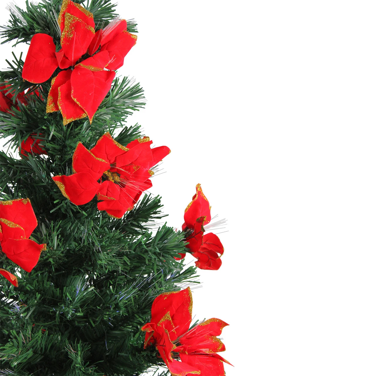 4' Pre-Lit Poinsettias Artificial Christmas Tree - Multicolor Lights 4 4' Pre-Lit Poinsettias Artificial Christmas Tree - Multicolor Lights - Image 2