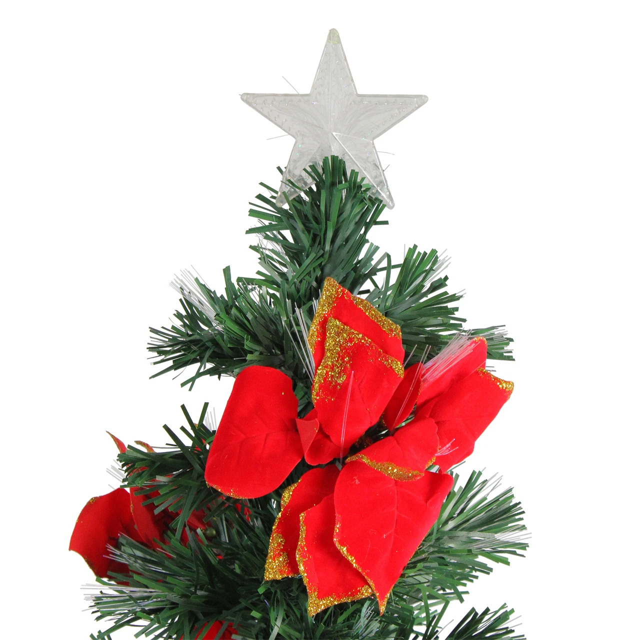 4' Pre-Lit Poinsettias Artificial Christmas Tree - Multicolor Lights 5 4' Pre-Lit Poinsettias Artificial Christmas Tree - Multicolor Lights - Image 3
