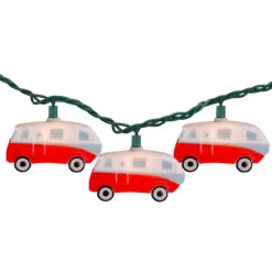10 Count Retro Camper Bus Novelty Summer String Lights, 6 Ft Green Wire