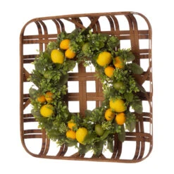 Greenery Lemon Artificial Christmas Wreath With Basket - 22-Inch, Unlit -Beauty Wreaths Shop dglit 2005500002 2 82972.1667562331