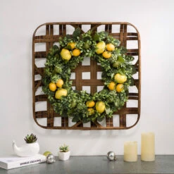 Greenery Lemon Artificial Christmas Wreath With Basket - 22-Inch, Unlit -Beauty Wreaths Shop dglit 2005500002 8 32937.1667562333