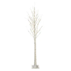 6.75' Pre-Lit Pencil Birch Artificial Christmas Tree - Warm White LED Lights -Beauty Wreaths Shop dhine 37431 120 3 80897.1667678770