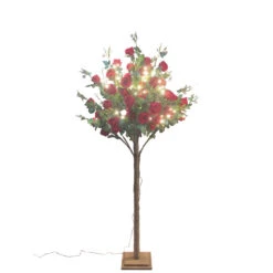 82.5' Pre-Lit Large Red Rose Artificial Tree, Warm White LED Lights