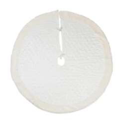 48" Cream White Diamond Quilted Round Holiday Tree Skirt