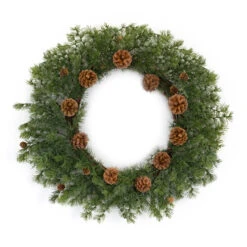 Mixed Pine And Cone Artificial Christmas Wreath, 25.5-Inch, Unlit
