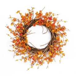 Orange And Yellow Bittersweet Berry Fall Harvest Twig Wreath, 24.75-Inch