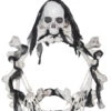 Pre-Lit White And Black Bone Halloween Wreath - 16.5-Inch