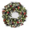 24" Pre-lit Silver Bristle, Pine Cones And Red Berries Battery Operated Artificial Christmas Wreath - LED Lights -Beauty Wreaths Shop dnat20cw7 306 24w b1 59933.1667490046