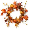 Maple Leaf And Pumpkin Wreath - 20-Inch, Unlit
