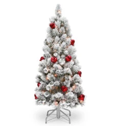 4.5’ Pre-Lit Snowy Bristle Pine Artificial Christmas Tree - Clear Lights