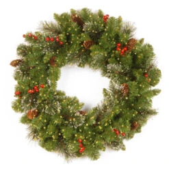 24" Pre-Lit Crestwood Spruce Battery Operated Artificial Christmas Wreath - Warm White LED Infinity Lights