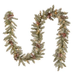 9' X 10" Pre-Lit Dunhill Fir Artificial Christmas Garland With Red Berries – Clear Lights