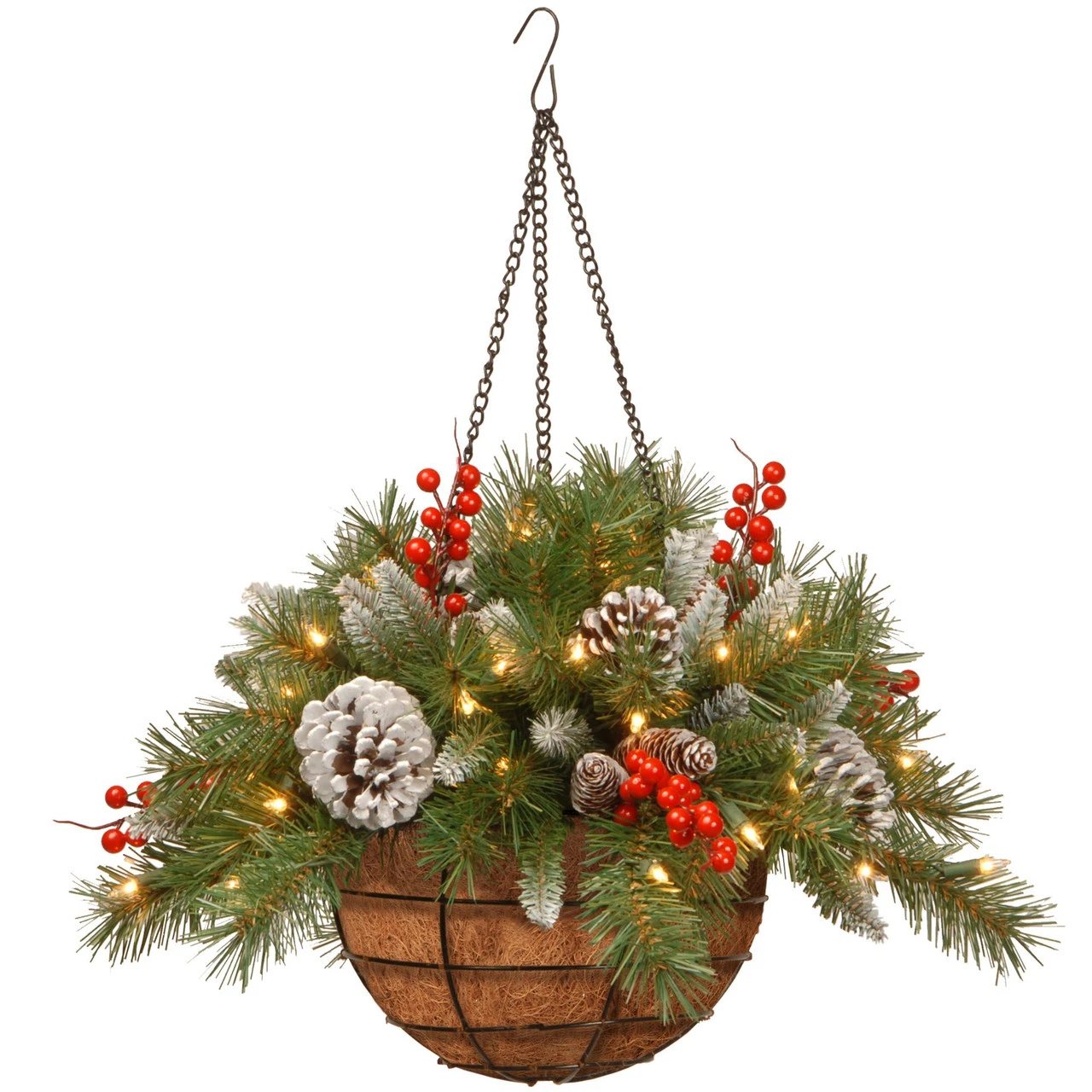 20" Vibrantly Colored Hanging Basket With Warm White LED Lights 3 20" Vibrantly Colored Hanging Basket With Warm White LED Lights