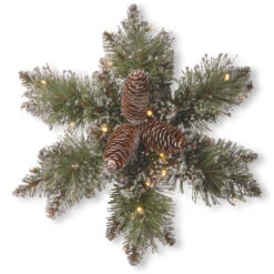14" Pre-Lit Pine Snowflake Battery Operated Artificial Wreath - Warm White LED Lights