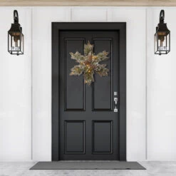 18" Pre-Lit Pine Snowflake Battery Operated Artificial Wreath - Warm White LED Lights -Beauty Wreaths Shop dnat gb1 300l 18sb 1 3 16407.1667656840