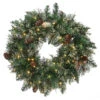 Pre-Lit Golden Bristle Pine Artificial Christmas Wreath, 24-Inch, Warm White LED Lights -Beauty Wreaths Shop dnat glb1 300 24w b1 36095.1667529464