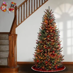 6.5’ Pre-Lit Natural Fraser Slim Fir Artificial Christmas Tree - Multi-Color Lights -Beauty Wreaths Shop dnat naffslh1 65rlo 3 06418.1667574620