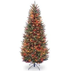 7’ Pre-Lit Natural Fraser Slim Artificial Christmas Tree – Multi-Color Lights