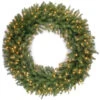 48" Pre-Lit Norwood Fir Artificial Christmas Wreath – Warm White LED Lights
