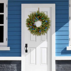 24" B/O Pre-Lit LED Norwood Fir Artificial Christmas Wreath – Multi-Color Lights -Beauty Wreaths Shop dnat nf3 309 24w b 3 31556.1667536526