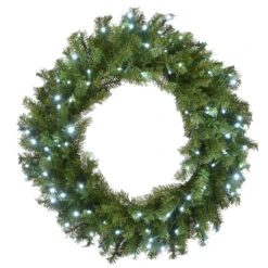 Pre-Lit Norwood Fir Artificial Christmas Wreath, 30-Inch, LED White Lights