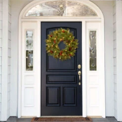 Pre-Lit Noelle Artificial Christmas Wreath - 24-Inch, Soft White LED Battery Operated Lights -Beauty Wreaths Shop dnat nl13 300l 24wb1 3 17154.1667616314