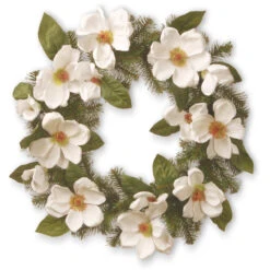 North Valley Spruce Magnolia Artificial Wreath - 24-Inch, Unlit