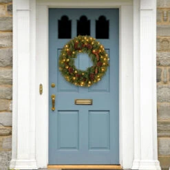 Pre-Lit Pine Cone Artificial Christmas Wreath - 24-Inch, Clear Lights -Beauty Wreaths Shop dnat pc 24wlo 1 3 66102.1667511523