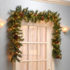 9' Pre-Lit Medium Pine Artificial Christmas Garland - Clear Lights -Beauty Wreaths Shop dnat pc 9glo 1 4 92311.1667662719
