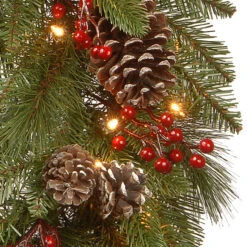 24” Pre-Lit Bristle Berry Christmas Wreath With Single Candle – LED Lights -Beauty Wreaths Shop dnat pebb3 300 24wbr 2 39684.1667580441